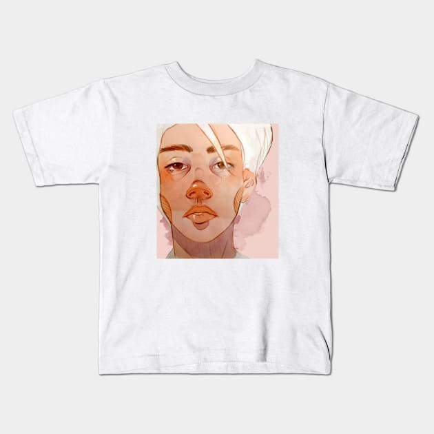 Watercolour girl illustration Kids T-Shirt by The F* cake